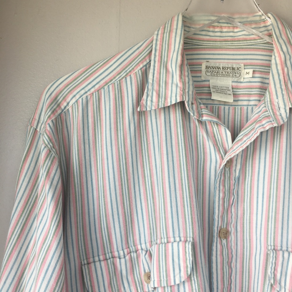 BANANA REPUBLIC Vintage Men’s Striped Button Up M
